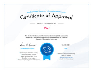 Viori is now Leaping Bunny certified.
