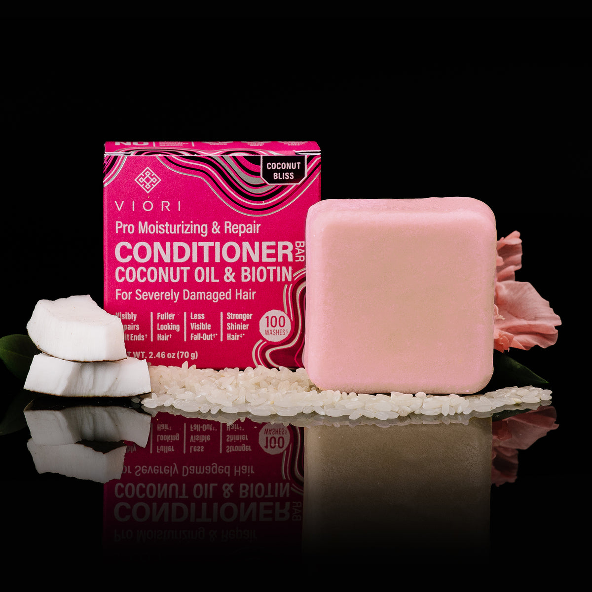 Coconut Oil Repair Conditioner Bar – Damaged Hair | VIORI - VIORI Rice Water Hair Care