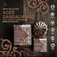 Men's Collection Aged Sandalwood solid shampoo and conditioner for normal to dry hair