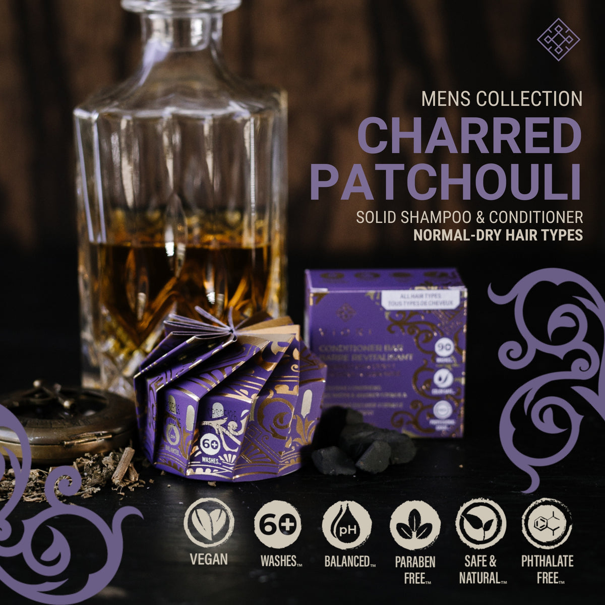 Men's Patchouli Shampoo Bar – Rice Water | VIORI - angle 2