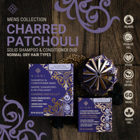 Men's Collection Charred Patchouli solid shampoo and conditioner for normal to dry hair