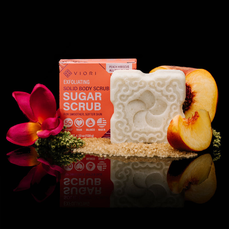 Peach Hibiscus Sugar Scrub Bar – Exfoliating | VIORI - VIORI Rice Water Hair Care