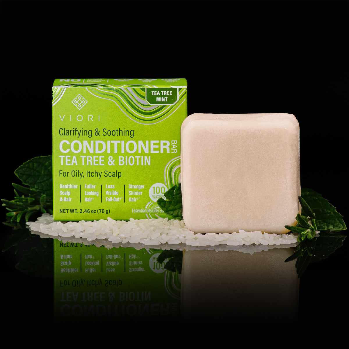 Tea Tree Conditioner Bar – Oily & Itchy Hair | VIORI - VIORI Rice Water Hair Care