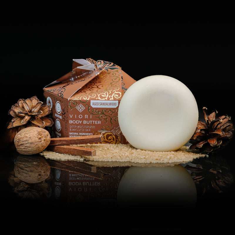 LIMITED Men's Sandalwood Body Butter Bar - VIORI Rice Water Hair Care