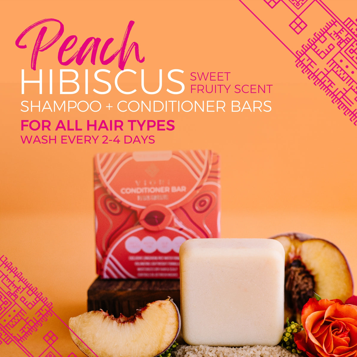 LIMITED Peach Hibiscus Conditioner Bar - angle 3