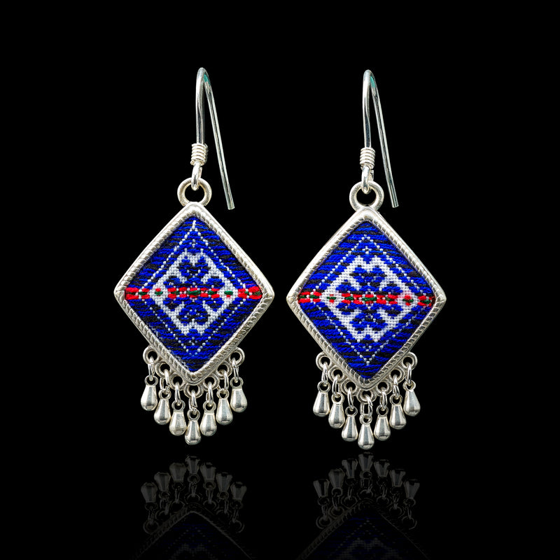 LIMITED Red Yao Embroidered Earrings – Handmade | VIORI - VIORI Rice Water Hair Care