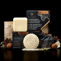 Native Essence shampoo bar, conditioner bar and bamboo holder set with box