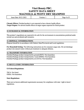 Hidden waterfall conditioner bar MSDS page 3