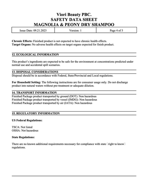 Hidden waterfall conditioner bar MSDS page 3