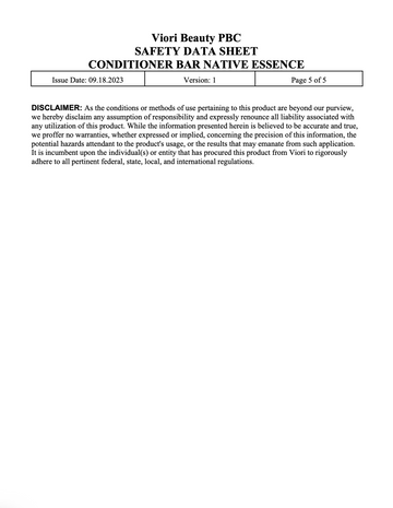 Native essence conditioner bar MSDS page 5