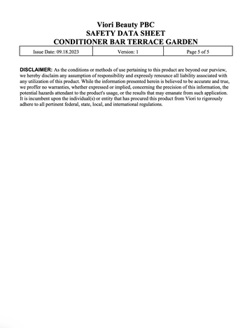 Terrace garden conditioner bar MSDS page 5